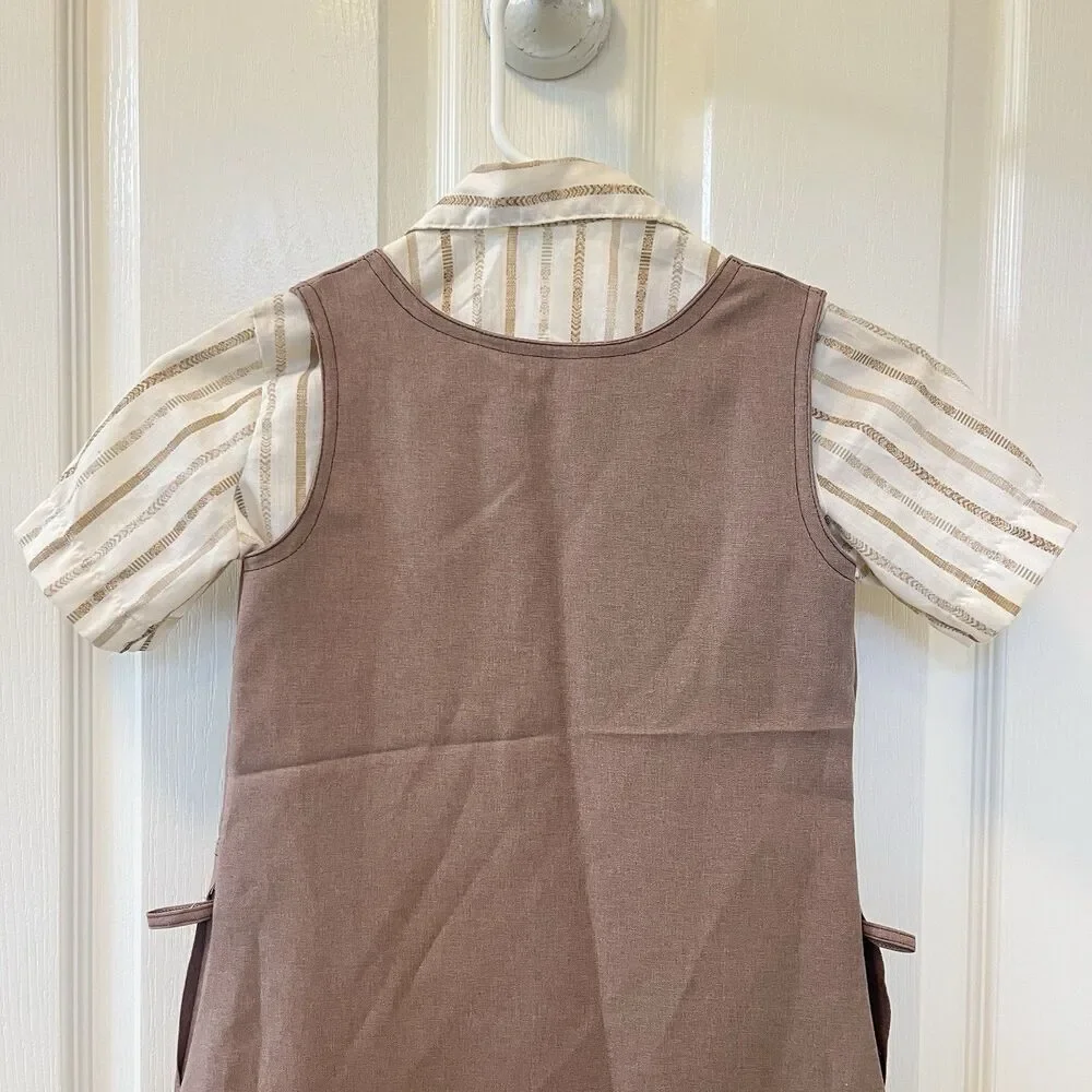 Vintage Girl Scouts Brownie Uniform Jumper Dress and Blouse Pin Set Girls Size 7